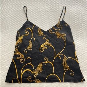 L'AGENCE Black and Gold Graphic Crop Camisole